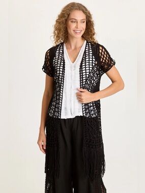 XCVI
CALIX CROCHET FRINGE COVER-UP
 In Black